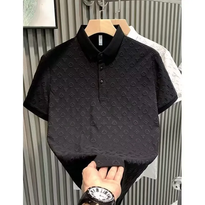 Designer Short Sleeve Polo Shirt For Men Business Luxury Casual Jacquard Collar Half Sleeve T-shirt