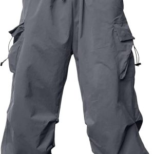 Men's Trouser American Style Multi-Pocket Wide Leg Jogging Cargo Pants for Men