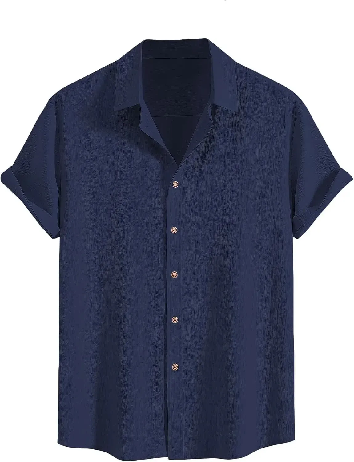 Mens Pleated Hawaiian Shirt - Short Sleeve Button Down Textured Casual Beach Shirt - Image 3